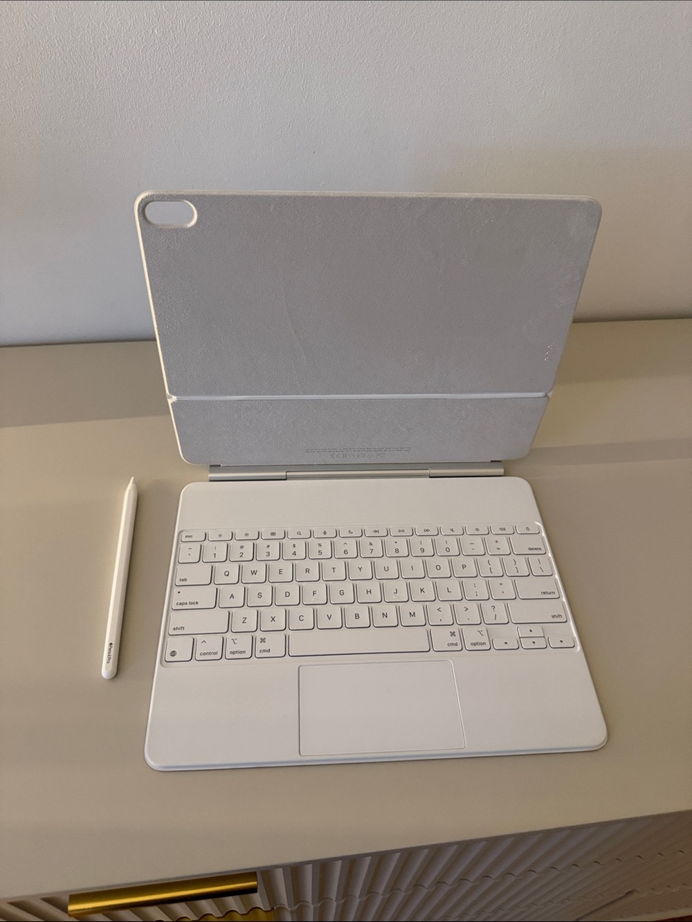Apple White Tablet Keyboard Case with White Stylus Apple pen